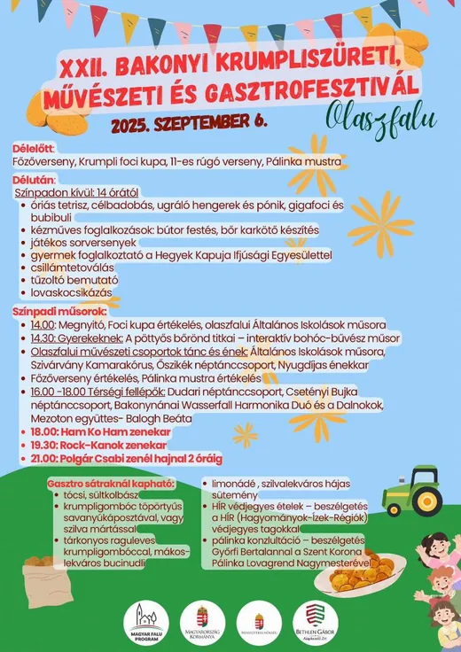 'XXII. BAKONYI KRUMPLISZÜRETI, MŰVÉSZETI ÉS GASZTROFESZTIVÁL' cikk borítóképe